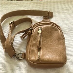 Tan Vegan Leather Sling Bag